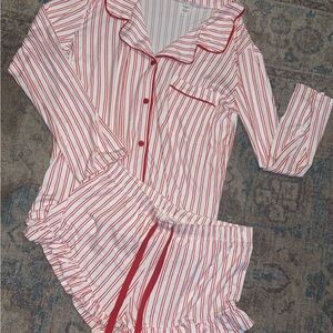 Red and White Striped Pajama Set